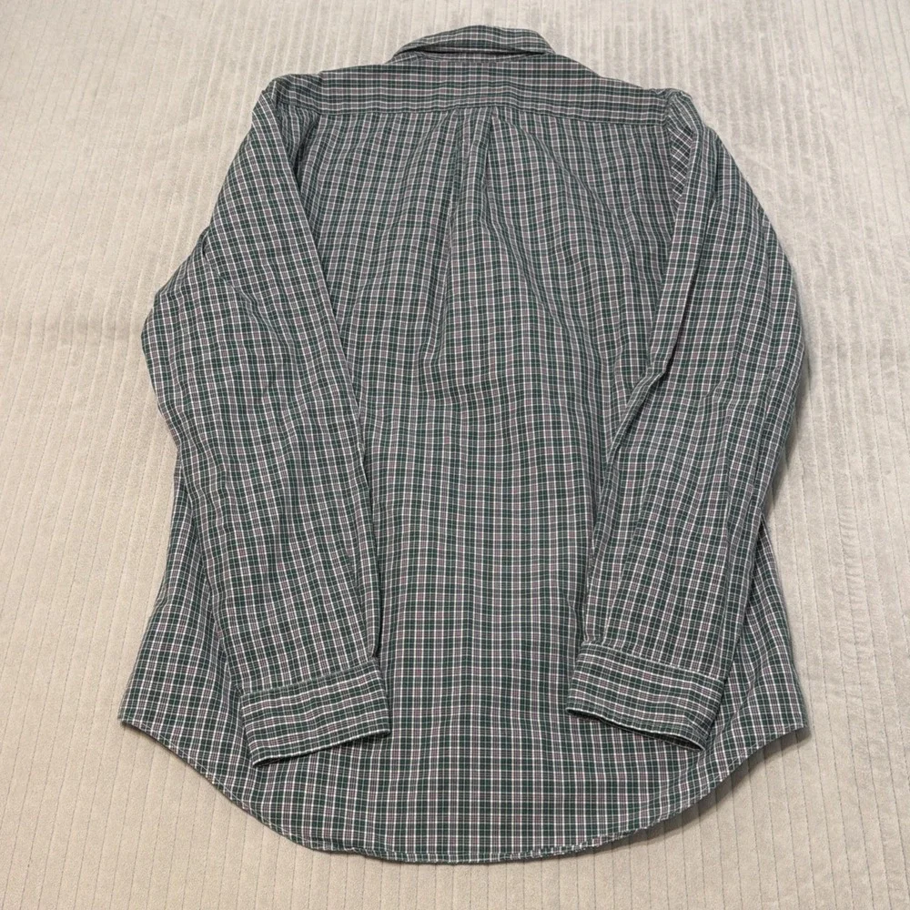Polo Ralph Lauren Shirt Mens Medium Green Blue Plaid Classic Fit Button Down